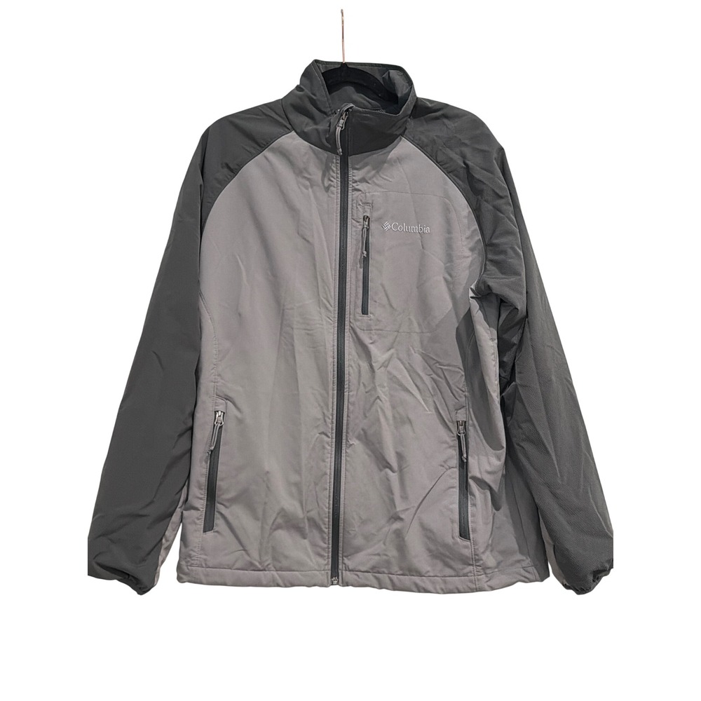 Columbia Mens Color Blocked Windbreaker Jacket Grey Full Zip Size Large